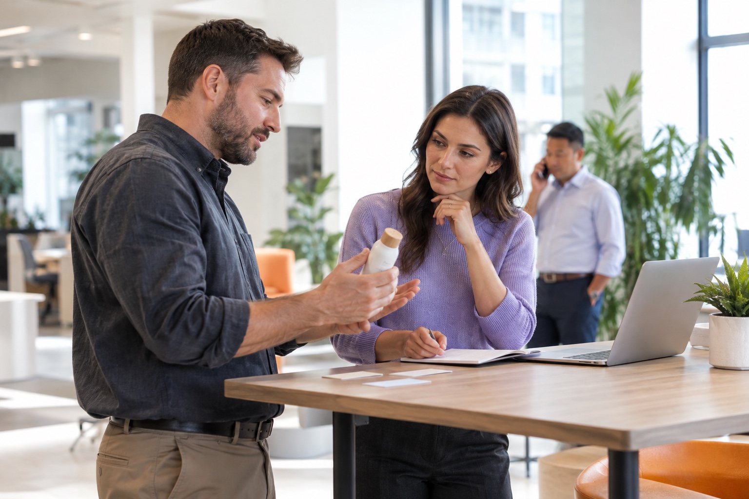 A field colleague shares a product observation with an insights specialist.